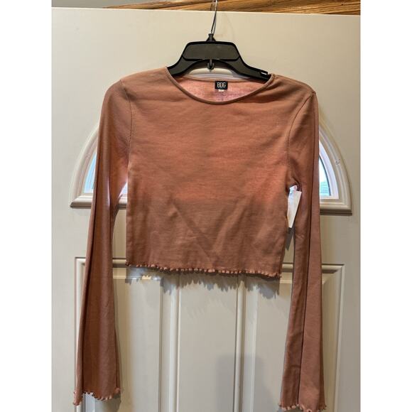 BDG Urban Outfitter Rose Dawn Pull Over Crop Top Sz Med Micro Ribbed - Picture 2 of 4